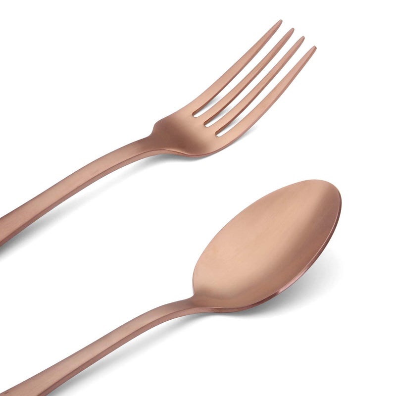 sharecook Matte Rose Gold Silverware Set , Satin Finish 20-Piece Stainless Steel Flatware Set with Round Edge,Kitchen Utensil Set Service for 4 , Dishwasher Safe - Image 3
